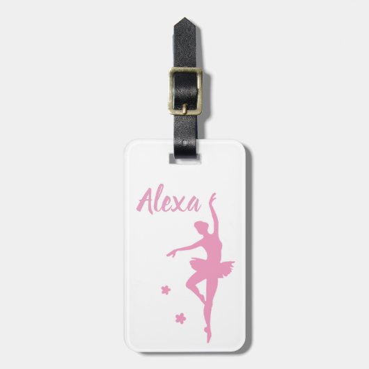 Persoonlijke Roze Balletdanseres Bagage Label voor (Voorkant verticaal)