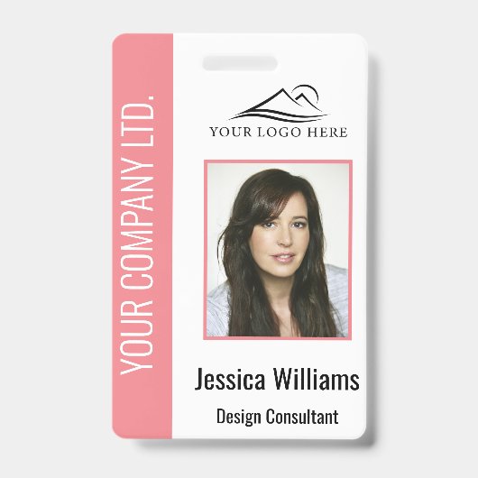 Persoonlijke Roze BedrijfsIdentiteitskaart van de  Badge (Front)