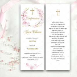 Persoonlijke roze bevestigingsgebedskaart menu