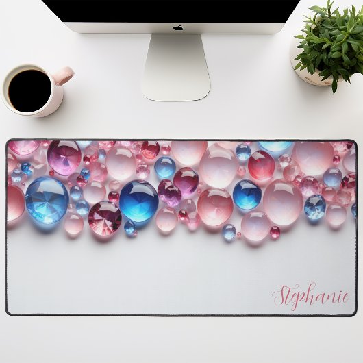 Persoonlijke Roze & Blauwe Edelsteen Bureaumat