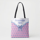 Persoonlijke Roze Blauwe Witte Vlinder Tote Bag (Voorkant)
