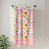 Persoonlijke Roze Bloem Badhanddoek