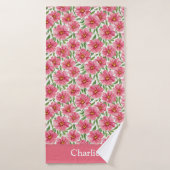 Persoonlijke Roze Bloem Badhanddoek (Badhanddoek)