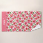 Persoonlijke Roze Bloem Badhanddoek (Badhanddoek)