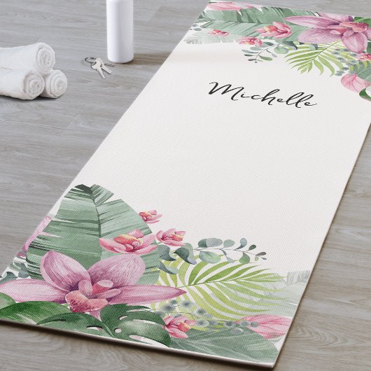 Persoonlijke Roze Bloem Naam Yogamat