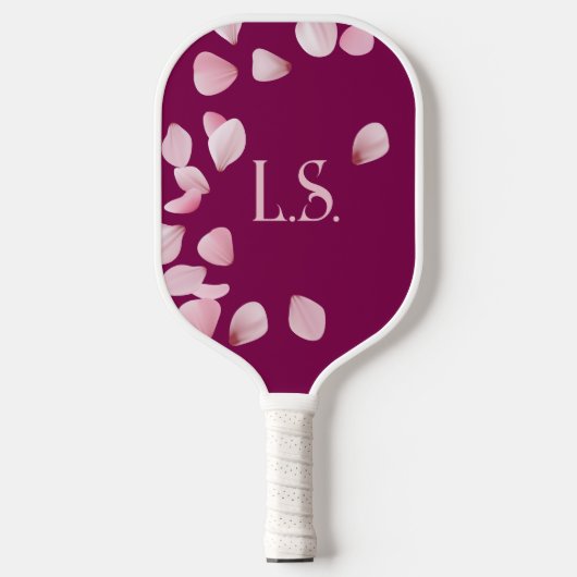 Persoonlijke Roze Bloemblaadjes Monogram Pickleball Paddle (Voorkant)