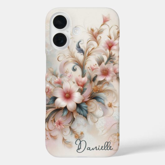 Persoonlijke roze bloemen Case-Mate iPhone case (Achterkant)