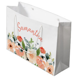 Persoonlijke Roze Bloemen Groot Cadeauzakje