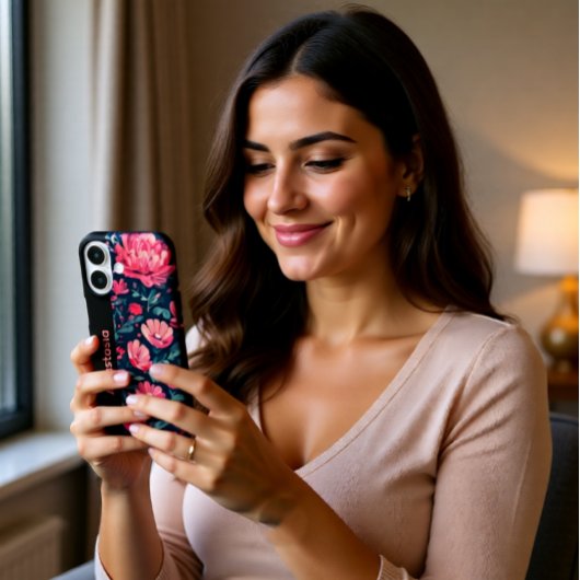 Persoonlijke Roze Bloemen iPhone Hoesje