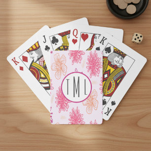 Persoonlijke Roze Bloemen Pokerkaarten