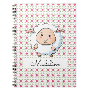 Persoonlijke Roze Bloemige Baby Schaap Notitieboek