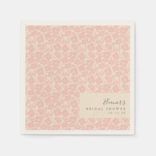 Persoonlijke Roze Bloemige Bruidsdouche Vintage  Servet