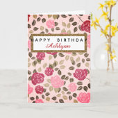 Persoonlijke Roze Bloemige Verjaardag Kaart (Gele Bloem)