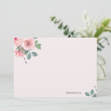 Persoonlijke Roze Bloemige Waterverf Plat Notitiek