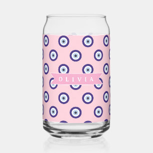 Persoonlijke Roze Boze Oog Patroon Cadeaus Met Naa Blikvorm Glas