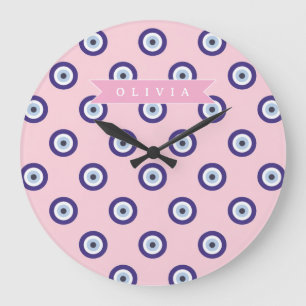 Persoonlijke Roze Boze Oog Patroon Cadeaus Met Naa Grote Klok
