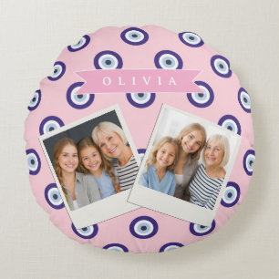 Persoonlijke Roze Boze Oog Patroon Cadeaus Met Naa Rond Kussen