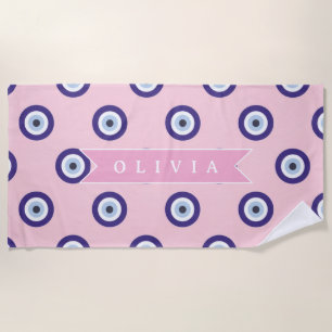 Persoonlijke Roze Boze Oog Patroon Cadeaus Met Naa Strandlaken