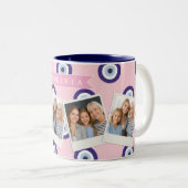 Persoonlijke Roze Boze Oog Patroon Cadeaus Met Naa Tweekleurige Koffiemok (Voorkant rechts)