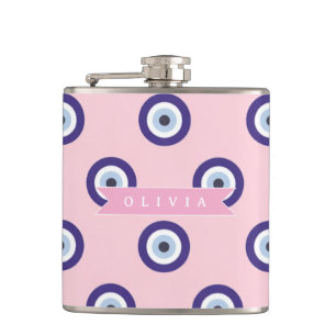 Persoonlijke Roze Boze Oog Patroon Geschenken Met Heupfles