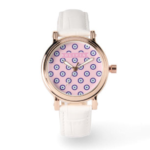 Persoonlijke Roze Boze Oog Patroon Geschenken Met Horloge