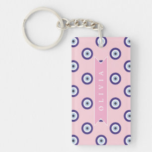 Persoonlijke Roze Boze Oog Patroon Geschenken Met  Sleutelhanger