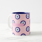 Persoonlijke Roze Boze Oog Patroon Geschenken Met Tweekleurige Koffiemok (Voorkant links)