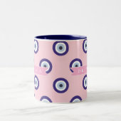 Persoonlijke Roze Boze Oog Patroon Geschenken Met Tweekleurige Koffiemok (Center)