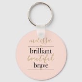 Persoonlijke Roze Briljante Mooi Dappere  Sleutelhanger (Voorkant)