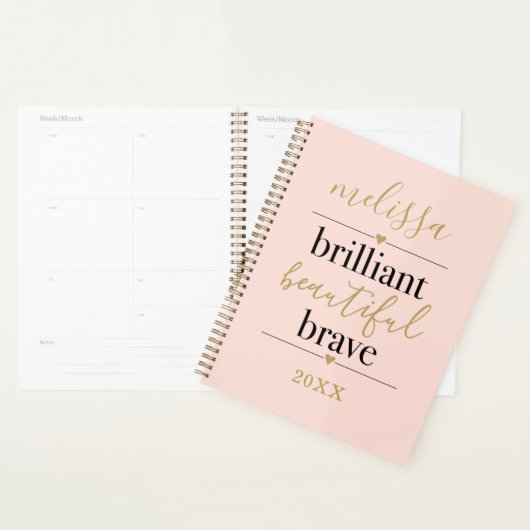 Persoonlijke Roze Briljante Mooie Dappere  Planner (Display)