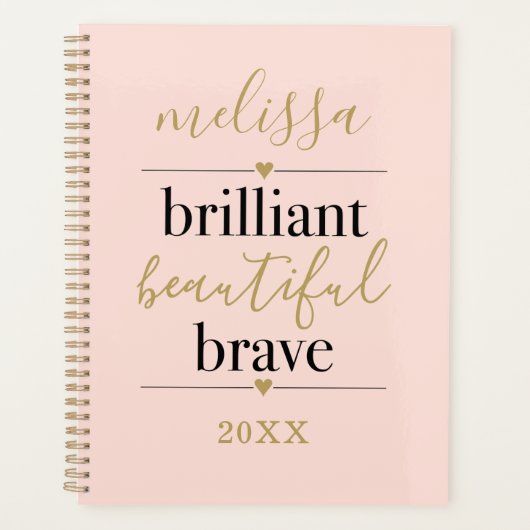 Persoonlijke Roze Briljante Mooie Dappere  Planner (Voorkant)