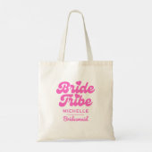 Persoonlijke Roze Bruid Stam Bachelorette Tote Bag (Achterkant)