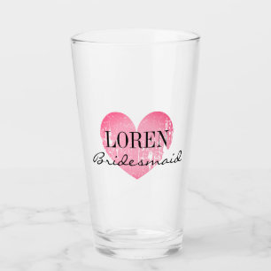 Persoonlijke roze bruidsbruid bruiloft glas
