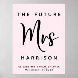 Persoonlijke Roze Bruidsfeest Toekomstige Mrs Poster
