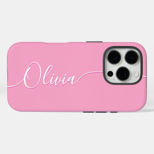 Persoonlijke Roze Calligraphy Script Naam Case-Mate iPhone Case (Achterkant (horizontaal))