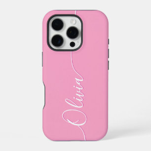 Persoonlijke Roze Calligraphy Script Naam iPhone 16 Pro Hoesje