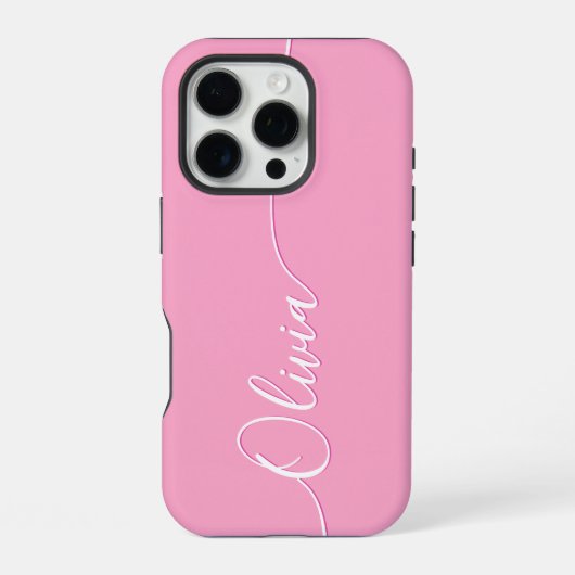 Persoonlijke Roze Calligraphy Script Naam iPhone Hoesje (Achterkant)