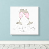 Persoonlijke roze champagne Wedding Gift Wall Art Canvas Afdruk (Insitu (Houten vloer))