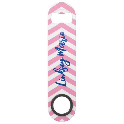 PERSOONLIJKE ROZE CHEVRON FLESOPENER SPEED FLESSENOPENER (Voorkant)