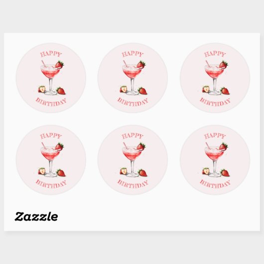 Persoonlijke roze cocktailontwerp sticker (Vel)