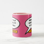 Persoonlijke Roze Comic Book Spraakballon Tweekleurige Koffiemok (Center)