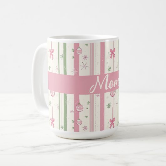 Persoonlijke Roze Coquette Moeder Kerst Koffiemok (Voorkant links)