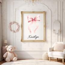 Persoonlijke Roze Coquette Strik Nursery Muurkunst