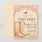 Persoonlijke Roze Cowgirl Rodeo Westerne Verjaarda Kaart (Voorkant / Achterkant)