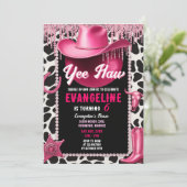 Persoonlijke Roze Cowgirl Verjaardag Uitnodiging (Staand voorkant)