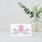 Persoonlijke Roze Cupcake Bakkerij Visitekaartje (Staand voorkant)