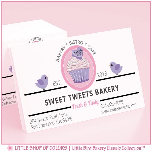Persoonlijke Roze Cupcake Bakkerij Visitekaartje