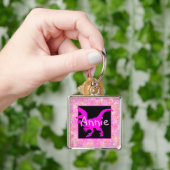 Persoonlijke roze dinosaur verbergen sleutelhanger (Hand)