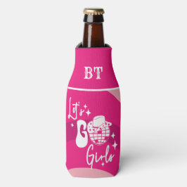 Persoonlijke Roze Disco Cowgirl Let's Go Girls Flesjeskoeler