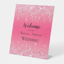 Persoonlijke Roze Drip Glitter Trouw Welkom
